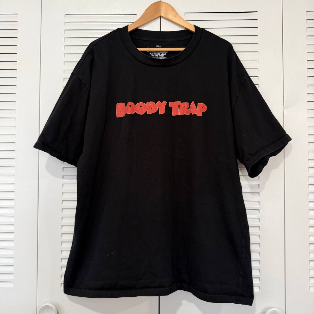 Booby Trap 2XL Black Graphic T-Shirt All Roads Lead To Trap Streetwear Back Tee